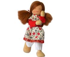 Käthe Kruse 66406 - Waldorf Biegepuppe Mädchen Nana, weiß/rot