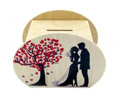 Hess Spielzeug 14550 - Spardose aus Holz, Hochzeit, ca. 12 cm