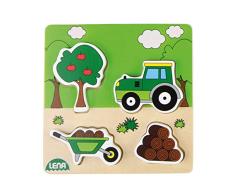 Lena 32164 Traktor in der Natur Holzpuzzle, bunt, ca. 14 x 2,5 x 18 cm