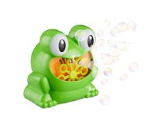 Relaxdays Seifenblasenmaschine Frosch 13cm, Seifenblasen für Kindergeburtstag und Hochzeit, Mini Bubble Machine, grün