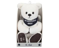 Depesche 8139.133 - Schutzengel Bär aus Plüsch, ca. 9 cm, mit Datum 12. Mai, Geschenk für Geburtstag, Jahrestag oder Hochzeitstag