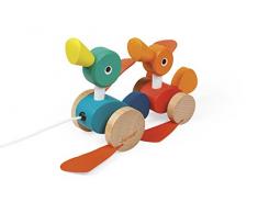 Janod J08211 Zigolos Nachziehtier aus Holz, Entenfamilie