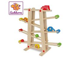 Eichhorn Große Rollbahn aus Kiefernholz, 7-teilig, mit 6 Rollelementen, Kugelbahn für Kinder ab 1 Jahr, Größe: 67 x 56 cm