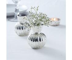 Ginger Ray GW-709 Blumenvase, gerippt, silberfarben, metallisch