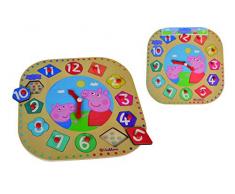 Eichhorn 109265704 - Peppa Pig - Lernuhr mit 12 Steckteilen, 13-tlg., FSC 100% Zertifiziertes Lindensperrholz