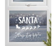 Ginger Ray NV-239 Fenstersticker Santa Stop Here, Neuheit