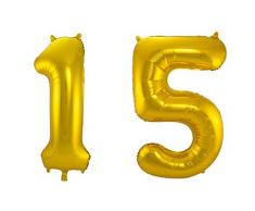 Folat 800532 - Folienballon - Zahl 15 - gold - ca. 86 cm hoch
