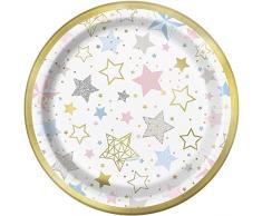 Unique Party 72414 18 cm Folie Twinkle Little Star Papier Teller, 8 Stück