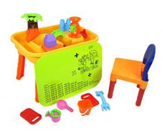 deAO Sand- und Wasserspielzeug für Kleinkinder, Tisch mit Deckel und Stuhl und verschiedenem Zubehör