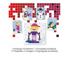 Pracht Creatives Hobby Pixel Spaß Bastelset 41, für 4 Medaillons + 1 Grundplatte, Schlüsselanhänger, für Kinder, Jungen und Mädchen, ideal als kleines Geschenk, Mitgebsel, für den Kindergeburtstag