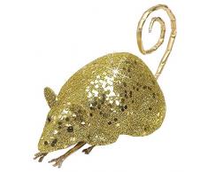 Widmann 7846F, Halloween Deko - goldene Maus mit Glitzer und Pailetten versehen, ca. 12,5 x 7,5 cm, Faschingsdeko