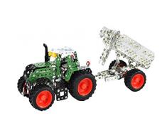 Tronico 10021 - Metallbaukasten Traktor Fendt 313 Vario mit Kippanhänger, Maßstab 1:32, Mini Serie, grün, 759 Teile
