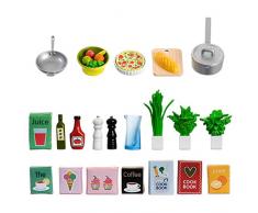 Lundby 60-508900 - Küchenzubehör Puppenhaus - 26-teilig - Zubehör - Kochutensilien, Verpackungen, Kochbuch, Geschirr, Pfannen, Töpfe - ab 4 Jahre - 11 cm Puppen - Maßstab 1:18