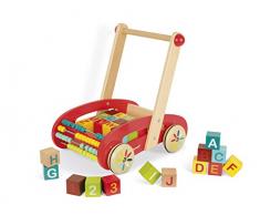 Janod J05379 - Holzwagen Abc, Mit 30 Bausteinen Und Rechenschieber