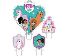 Amscan 9904017 4 Kerzen Nella die Ritterprinzessin, Mehrfarbig