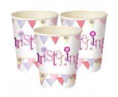 Unique Party 52036 Pink Wimpelkette Papier, Taufe Tassen, 8 Stück