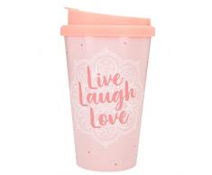 Depesche 2180.033 to-Go Becher aus Kunststoff mit Spruch, 350 ml, Live Laugh Love, Mehrfarbig