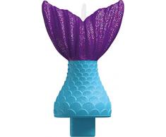 Amscan 170528 Mermaid Kerze Meerjungfrauen-Schwanz, Blau & Lila