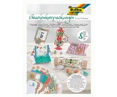 folia 974 - Geschenk Schachteln Kissen & Bonbons, 42 teiliges Geschenkverpackungsset, 2 vorgestanzte Schachtelmodelle für 8 Geschenkboxen