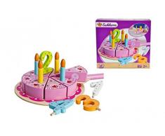 Eichhorn 100003729 - Holz-Geburtstagstorte mit Steckzahlen 1 - 4 - 18 teilig, 8 Kuchenstücke mit 4 Kerzen - 20 x 20 x 5 cm