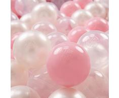 KiddyMoon 200 ∅ 7Cm Kinder Bälle Spielbälle Für Bällebad Baby Plastikbälle Made In EU, Rosa/Perle/Transparent