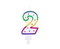 Boland 31062 - Geburtstagskerze Zahl 2, 1 Stück, Zwei, mit Kerzenhalter, Stecker, Spieß, Minikerze, Tortenkerze, Kuchen, Geburtstag, Kindergeburtstag, Kindergarten, Dekoration, Geschenk, Mehrfarbig