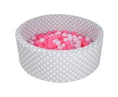 Knorrtoys 68152 - Bällebad Soft - Grey White dots - 300 Bälle Soft pink