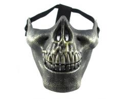 The Rubber Plantation TM 520193368096 Gold/Bronze brüniert Effekt Skull Totenkopf Skelett Kiefer Militär Airsoft paintball Soldier Half Face Schutz Maske Halloween Fancy Kleid, Unisex, ONE SIZE