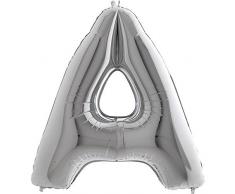 Ballon Buchstabe A in Silber - XXL Riesenbuchstabe 100cm - für Geburtstag Jubiläum & Co - Party Geschenk Dekoration Folienballon Luftballon Namen Wörter (Buchstabe A)