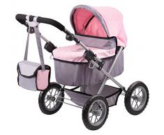 Bayer Design 1300800 Puppenwagen Trendy, höhenverstellbar, zusammenklappbar, mit Umhängetasche, grau/rosa