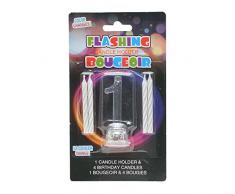 Gifts 4 All Occasions Limited SHATCHI-1245 Shatchi Zahl 1 LED Leuchtende Farbe wechselnde Kuchen 4 Wachskerzen Geburtstag Jahrestag Tischdekoration mehrfarbig