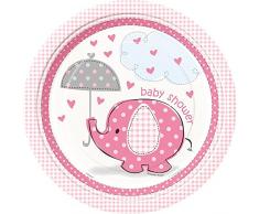 Unique Party Supplies Partyteller für Babyparty mit Elefantenmotiv „Elephant Baby Shower“, 23 cm, 8 Stück