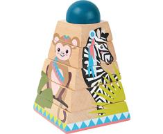 small foot 11090 Würfelpuzzle-Turm Jungle aus Holz, FSC 100%-Zertifiziert, ab 12 Monaten Spielzeug, Mehrfarbig