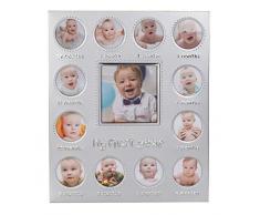 Out of the Blue 94/2670 - Metall Bilderrahmen, My first year, ca. 25 x 30 cm, für 1 Foto 9 x 9 cm und 12 Fotos 5 x 5 cm