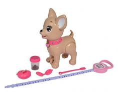 Simba - Chi Chi LOVE Poo Poo Puppy - Chihuahua Spielzeug Hündchen aus Kunststoff, zum Gassi gehen, inklusive Leine, Leckerlis und Zubehör, für Kinder ab 3 Jahren, mehrfarbig