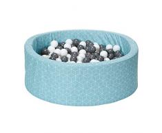 Knorrtoys 68186 - Bällebad soft - Geo cube neo mint - 300 Bälle grey/creme