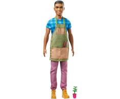Barbie GCK74 - Farm Ken Puppe mit Gartenschürze und braunen Haaren, Puppen und Puppenzubehör ab 3 Jahren
