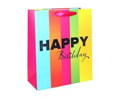SPIRIT 403385 SB Geschenktüte, Happy Birthday 5, 210g, L-Size, 10 STK, Farbig Seortiert