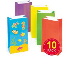 Baker Ross AF384 Bunte Geschenktüten aus dickem Papier für Kinder zum Dekorieren und Befüllen mit Süßigkeiten (10 Stück)