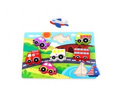 Chunky Puzzle Transport/Tiere aus Holz - Baby-Spielzeug ab 1 Jahr Motorik-Spiel