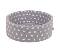 KiddyMoon Bällebad 90X30cm/KEINE Bälle Bällepool Ohne Bälle Für Babys Kinder Rund, Grausterne: Grau/Weiß/Hellpink