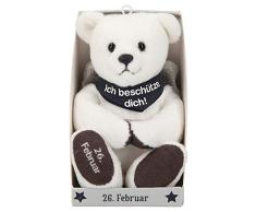 Depesche 8139.057 - Schutzengel Bär aus Plüsch, ca. 9 cm, mit Datum 26. Februar, Geschenk für Geburtstag, Jahrestag oder Hochzeitstag