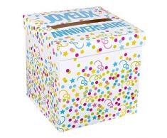 Boland 31032 - Geldbox Joyeux Anniversaire, Größe 20 x 20 cm, Spardose, Geldgeschenk, Geschenkkarton, Geburtstag, Party