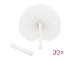 JZK® 30 x Weiß Papierfächer Papier Fan Lüfter Handfächer Hand Ventilator Hochzeit Favor Party Favor für Party Hochzeit Kommunion Reise etc