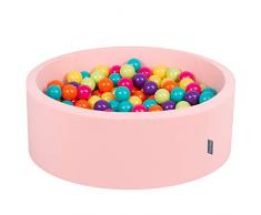KiddyMoon Bällebad 90X30cm/300 Bälle ∅ 7Cm Bällepool Mit Bunten Bällen Für Babys Kinder Rund, Pink:Hellgrün/Gelb/Türkis/Orange/Dunkelpink/Violet