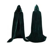 Coolwife Samt Mantel Cape Wizard Hooded Party Halloween Cosplay Kostüme für Männer Frauen 53 (Dunkel Grün)
