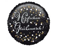 Amscan 3771401 Folienballon Herzlichen Glückwunsch, Gold
