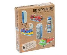 Re Cycle Me DEFG1030 Recycling Bastelspaß für 5 Modelle, Bastelset für 5 Kunstprojekte, Kreativset für Kinder ab 4 Jahre, Set zum Basteln mit Haushaltsmaterialien, Recycle Mich, Bastelmix