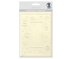 Ursus 55760015 - Grußkartenset Celebration Christbaumkugeln, 5 Karten und Couverts, creme