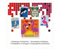 Pracht Creatives Hobby P90030-63501 - Pixel Spaß Bastelset 17, für 4 Medaillons, Schlüsselanhänger, für Kinder, Jungen und Mädchen, ideal als kleines Geschenk, Mitgebsel, für den Kindergeburtstag